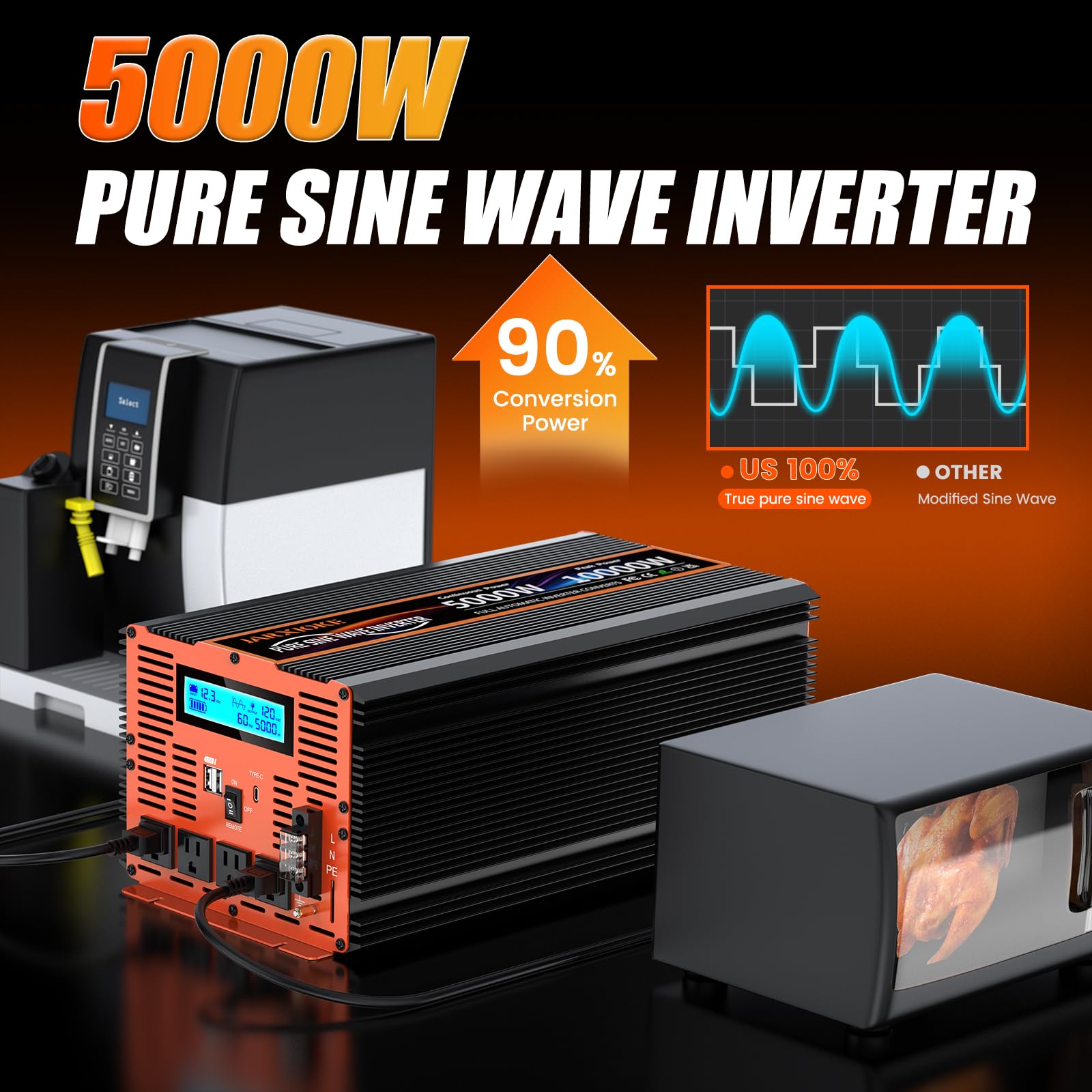 Invetrer de onda sinusoidal pura de 5000 vatios