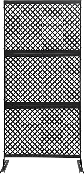 Outdoor Privacy Screen Freestanding, 3 ft W x 6 ft H Metal Privacy Fence Panels for Outside, Decoative Privacy Screen Fence Panels Outdoor Fence for Patio Garden Backyard Privacy Screen Black