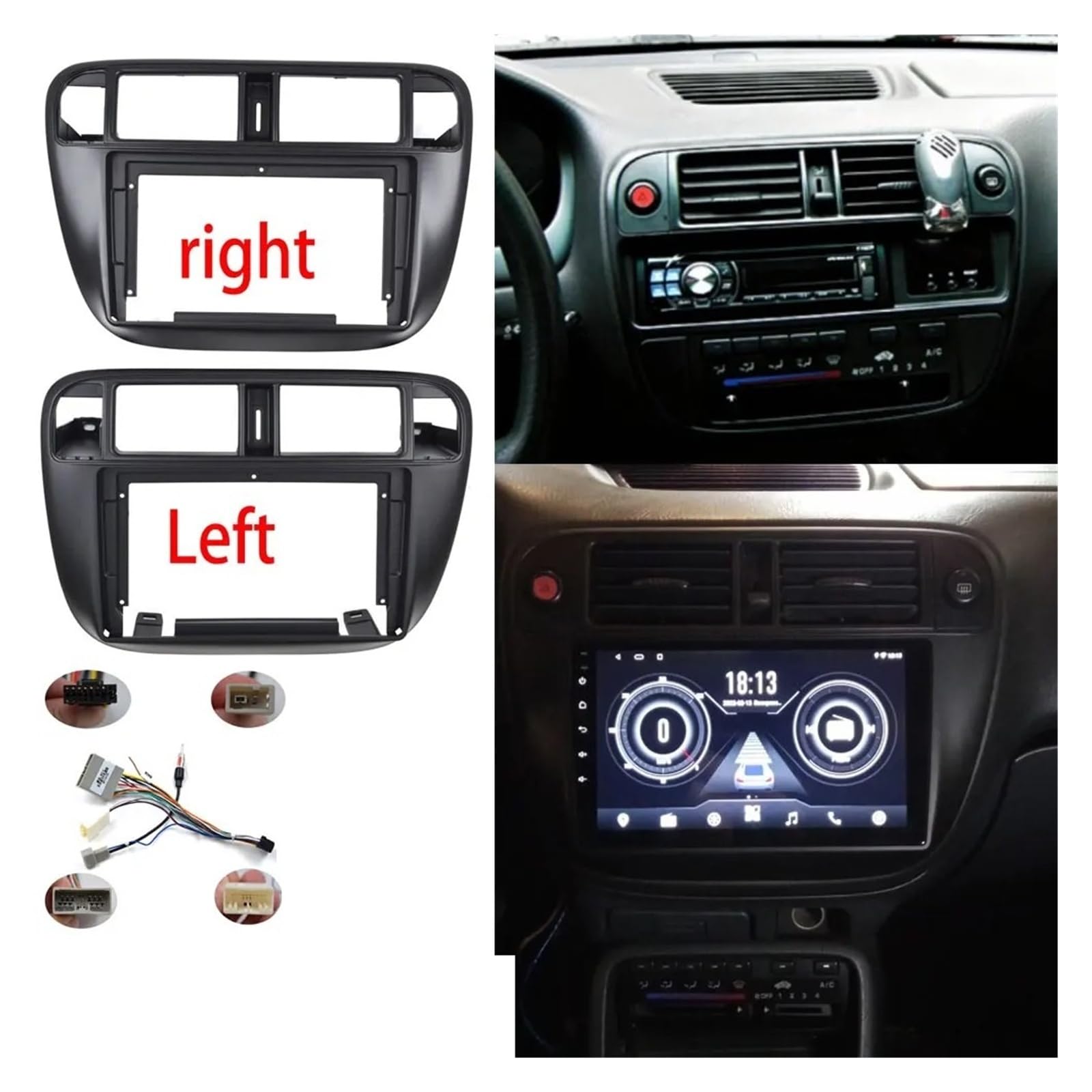 Mascherina Autoradio Cornice Stereo 9 Pollici per Civic 1995-2000 2001 Fascia Auto Pannello Radio Dash Kit Installazione Facia Console Bezel Plate Trim Cover Lettore Android