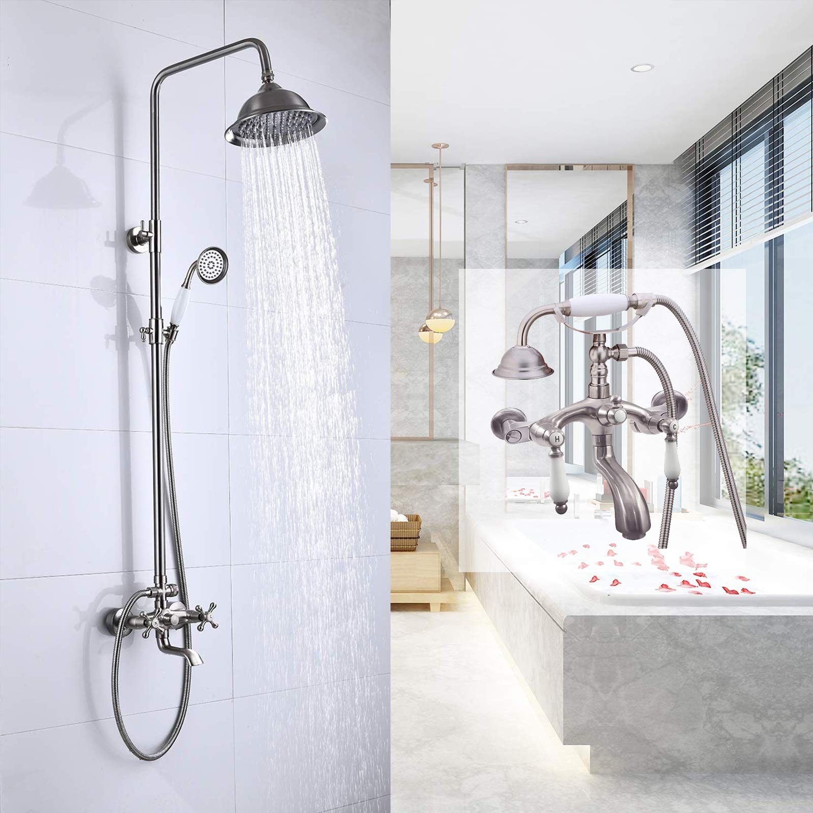 Rainfall With Handheld Combo Golden Solid Brass Bathroom Luxury Rain ...