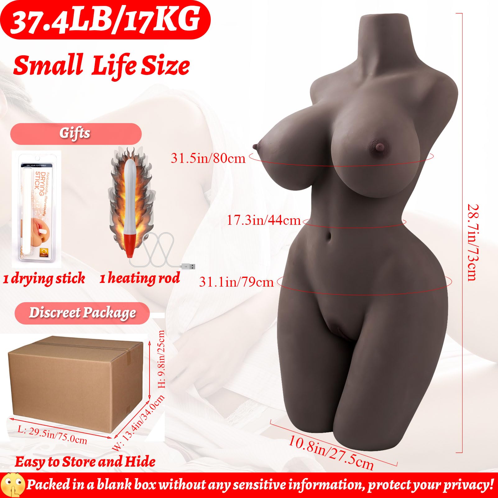Amazon.com: 38lb Life Size Sex Doll for Men Male Masturbator Realistic  Female Sex Doll with Big Boobs Vagina Anal, Realistic Sex Dolls Torso Sex  Toy Doll Full Size Sex Dolls for Men's