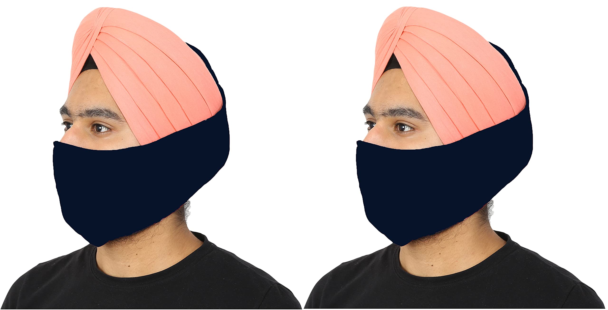 bismaadh Reusable Turban Cotton Thata Mask For Face & Beard Cover - Pack of 2 (BLUE)-picture-44