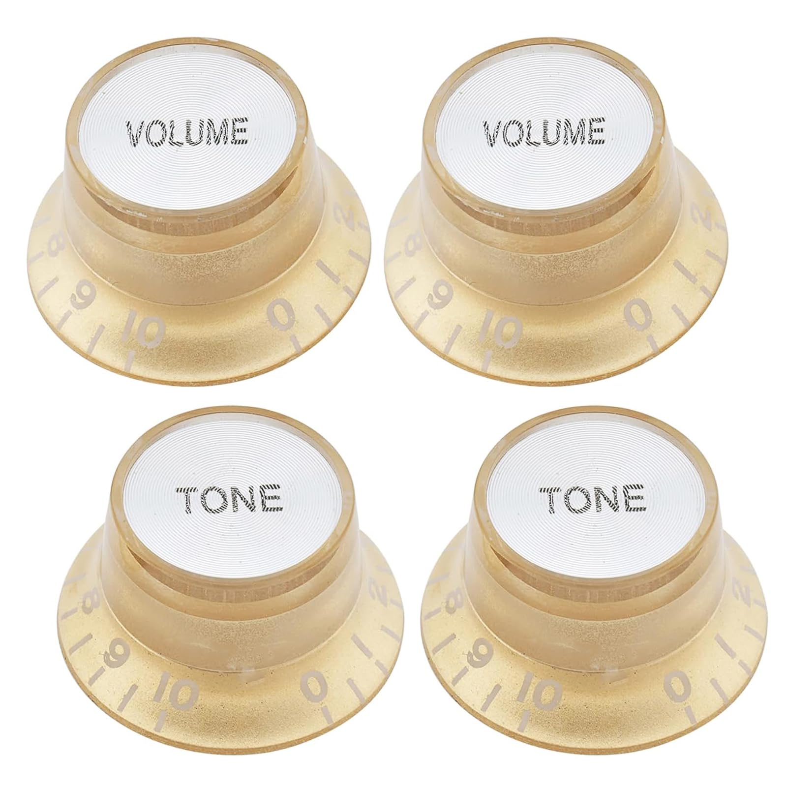Musiin Electric Guitar Top Hat Knobs Speed Control Knobs 2 Volume 2 Tone Compatible Les Paul Epiphone Aluminum Guitar Hat LP Style Replacement Parts Four-Pack(Gold)