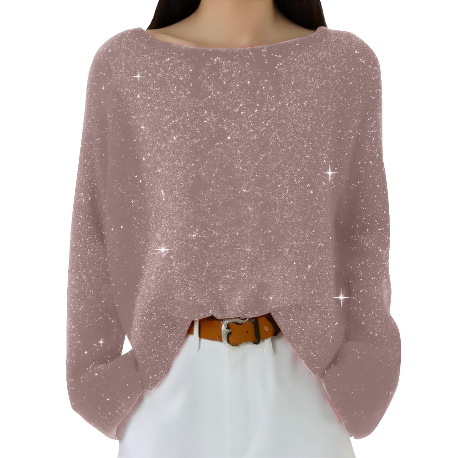 Cozy Sweaters for Women Sequin Knitted Casual Pullover Tops Fashion One Shoulder Long Sleeve Winter Spring Clothes