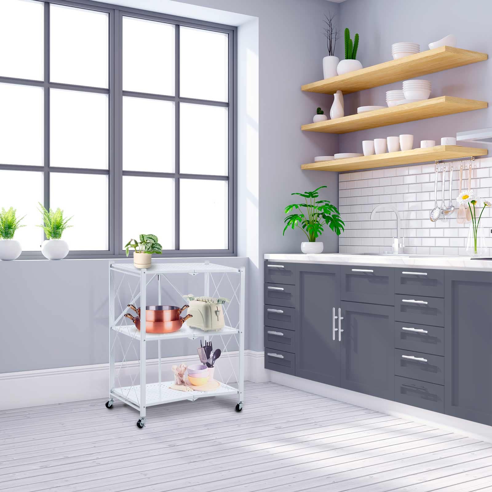 CATTER HOUSE//ESTANTERIA METÁLICA PLEGABLE "KIM 88 BLANCA" 3 BALDAS 71,5X38X88 CM Cura della persona e salute