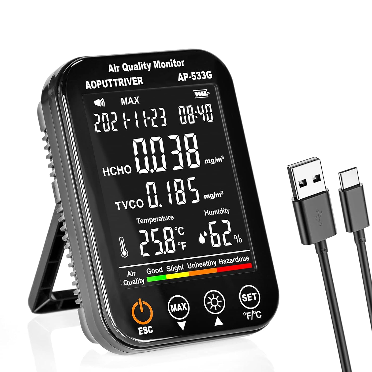 Formaldehyde Detector, Air Quality Monitor Accurate Tester for