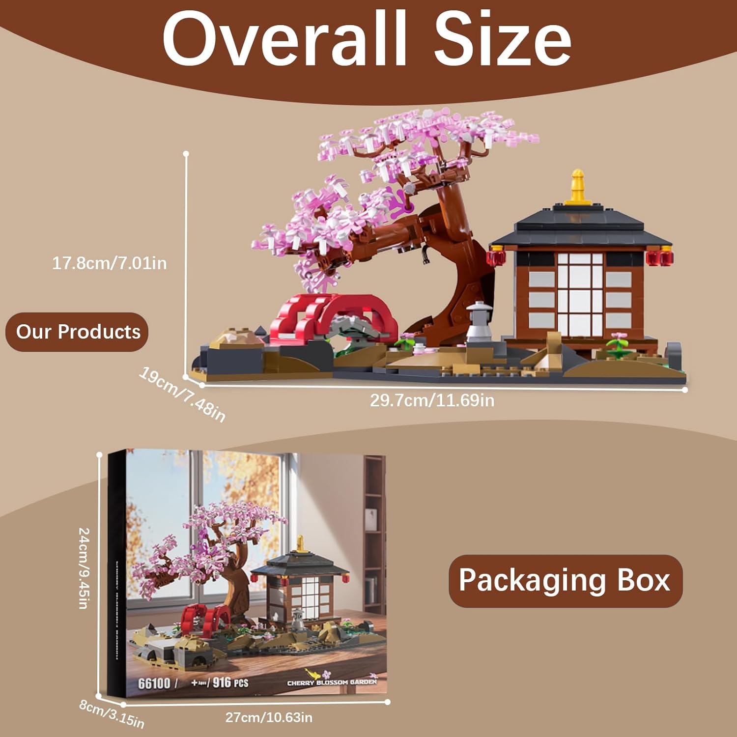 Cherry Blossom Bonsai Tree Building Set, Tranquil Zen Gardens Building Kit Japanese Sakura Tree House Architecture Building Blocks Model Pen Holder&Desk Organizer Gifts for Adult Teens 916 PCS - Image 6