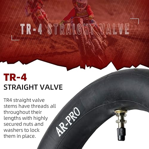 Miniatura 5 de AR-PRO - Paquete de 2 tubos interiores para motocross de 3.00/3.50-12 pulgadas con vástago de válvula TR4, tubos interiores de repuesto
