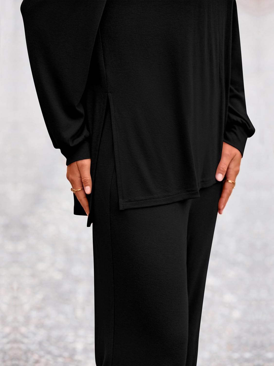 PRETTYGARDEN Womens 2 Piece Outfits Crewneck Long Sleeve Pullover Tops Wide Leg Long Pants Casual Lounge Set Travel Tracksuit - Image 5