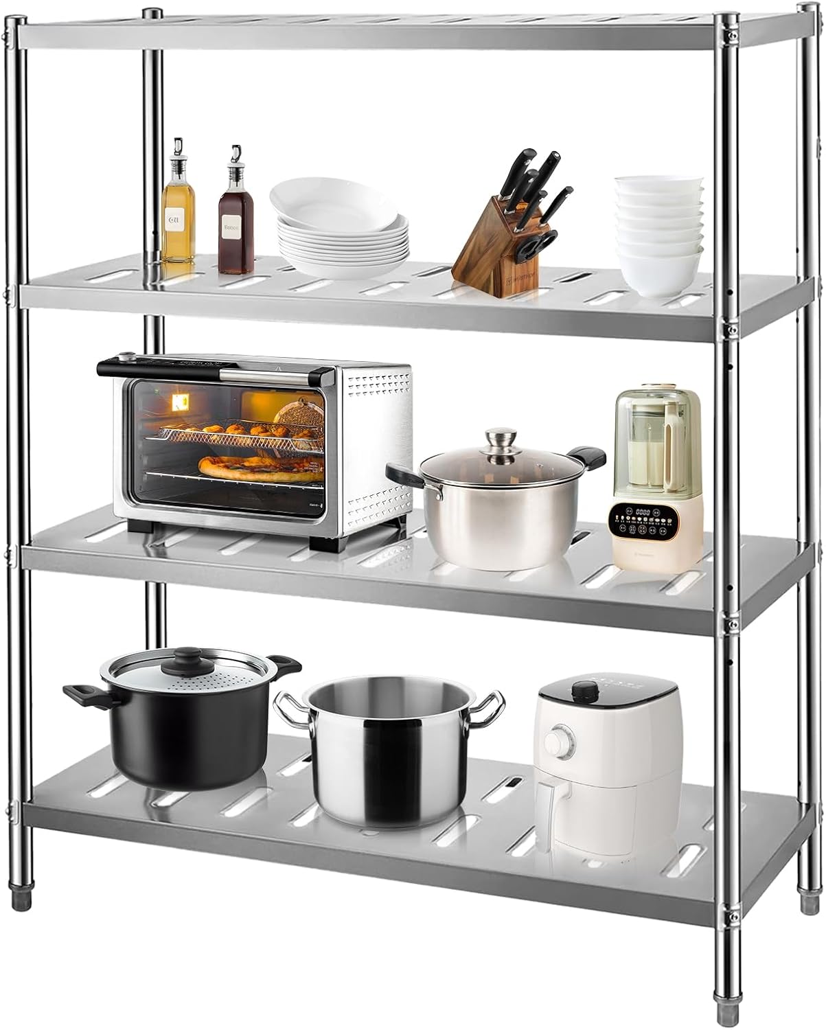 Garvee Stainless Steel Shelves,24 in x14 in x32 in 3-Tier Storage Shelf Heavy Duty Storage Rack Shelving Capacity Shelf Unit for Kitchen Garage Office Restaurant Warehouse,330 LB Per Shelf