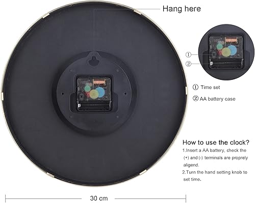 Miniatura 9 de Lafocuse Reloj de pared azul con números 3D de 12 pulgadas para decoración de sala de estar, moderno reloj de pared de cocina funciona con pilas,