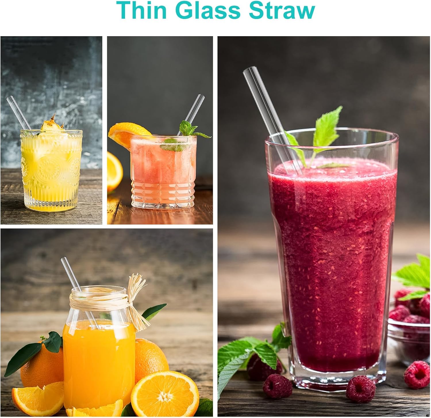 20 Pack Clear Glass Straws Shatter Resistant, Φ8 mm Thin Glass Straws, Family Pack thumbnail