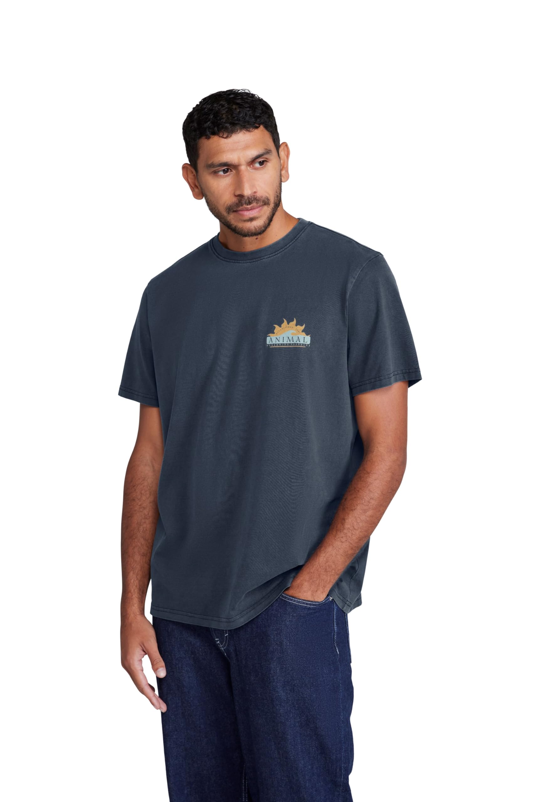 Animal Chase Mens Cotton Relaxed T-Shirt - Lightweight & Breathable, Casual Wear Shirt - Spring Summer Walking, Holiday & Outdoors Navy 2XL