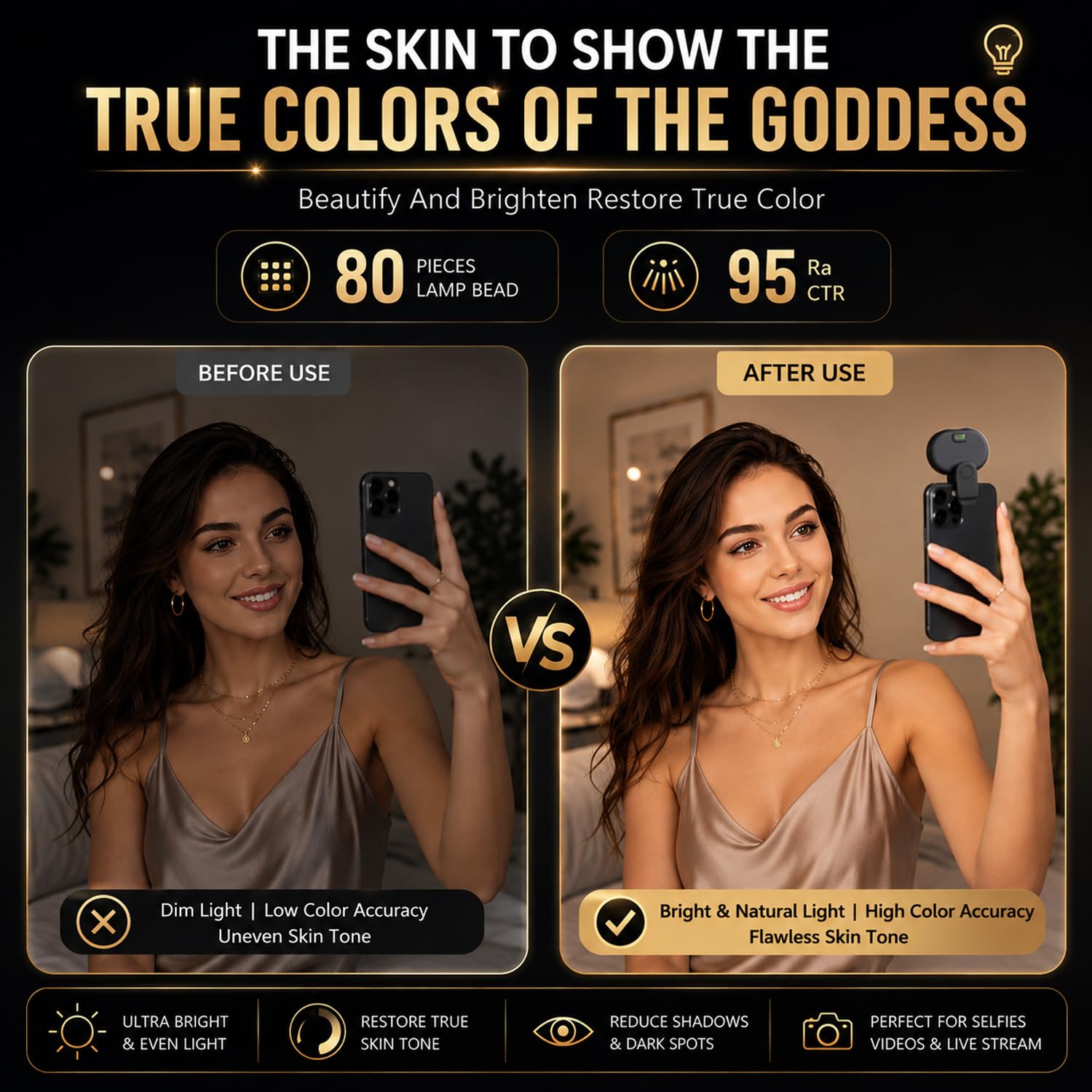Luce LED morbida ricaricabile 2000mAh 2700-6500K Selfie Light con clip in silicone Type-C ricarica, 3 modalità di illuminazione per cellulari, fotocamere, laptop, iPad, perfetta per trucco,