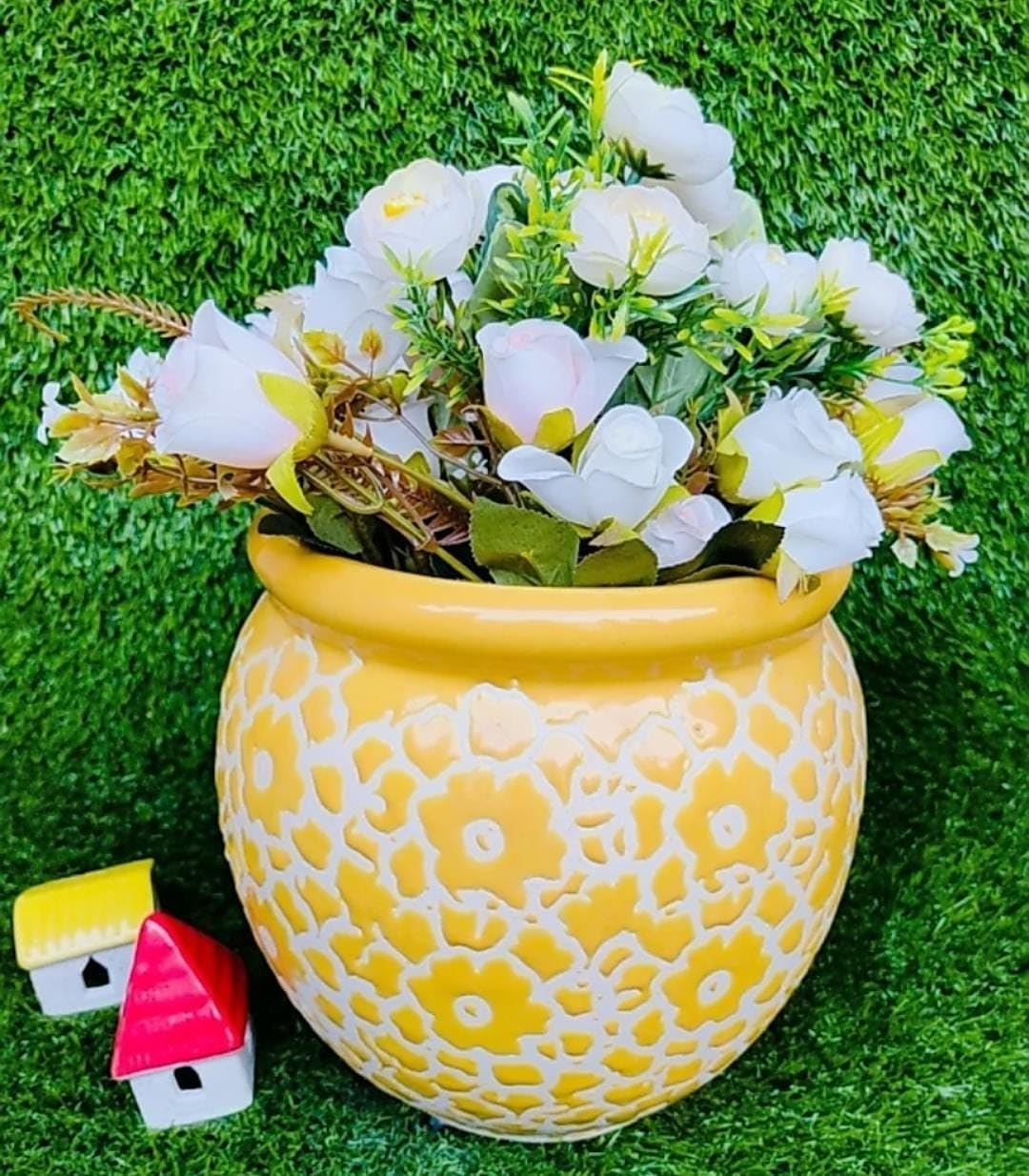 Niyara Designer Handi Ceramic planters pots for Indoor Outdoor Home, Garden Office Decor Balcony Planters Gamla Flower Size- Very Large (11 inches) (Yellow Drop 11) (B0DB1LV9HP) Amazon Price History, Amazon Price Tracker