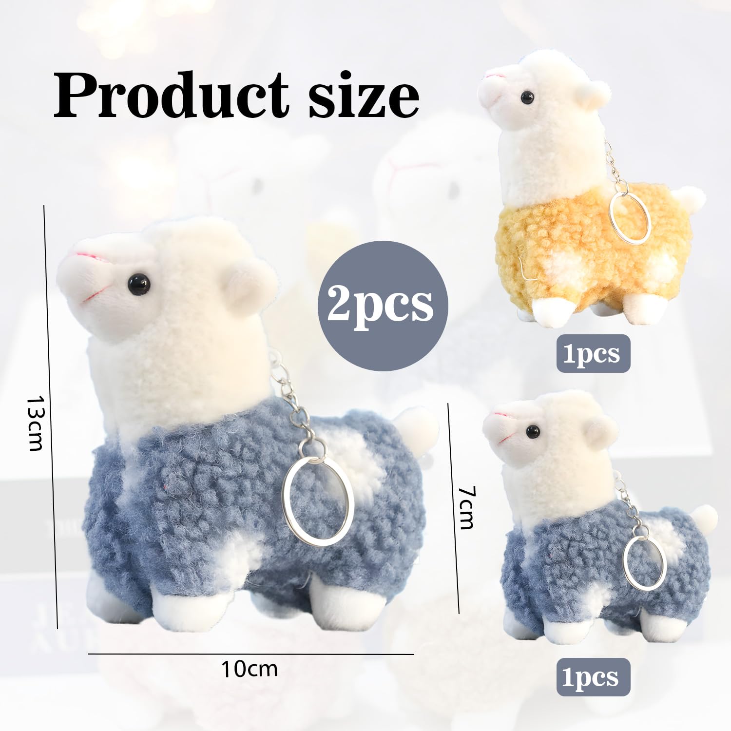 Pluche dier alpaca sleutelhanger lama 4 stuks alpaca knuffeldier baby