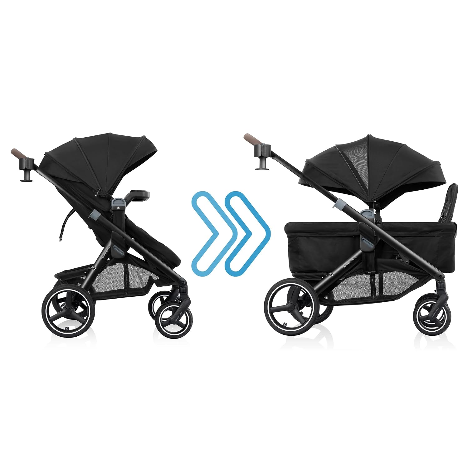Transformer Stroller Wagon (Pitch Black) | Converts from Stroller to Wagon, 6 Modes of Use, For Baby & Toddler, Fits 2 Children, Accepts Infant Car Seat (Pitch Black)