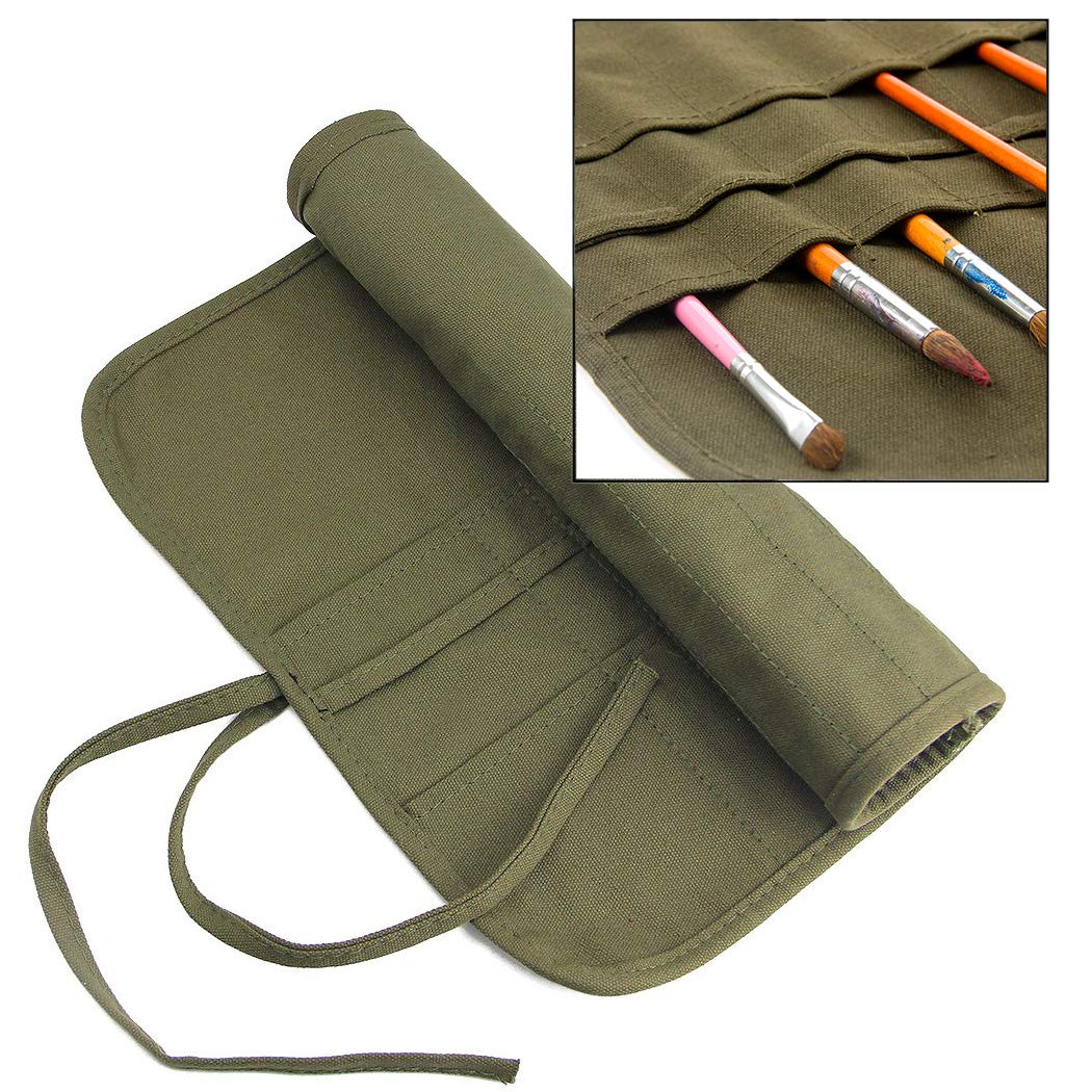 Sac Rouleau Pour Pinceaux - 18 Emplacements, Toile Durable - Pour Pinceaux Peinture, Maquillage, Crayons - Sans Pinceaux Inclus
