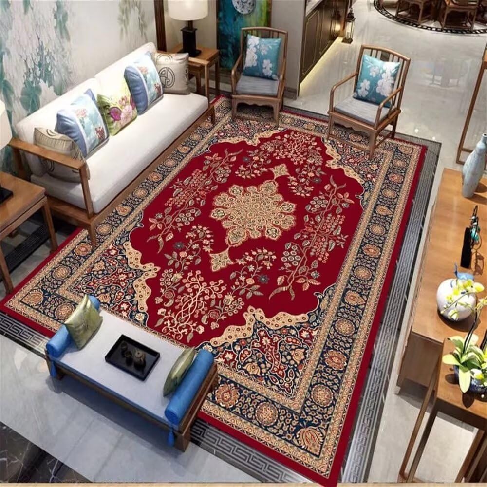 Tapis lavable doux de 100x160cm anti-tache à motif floral