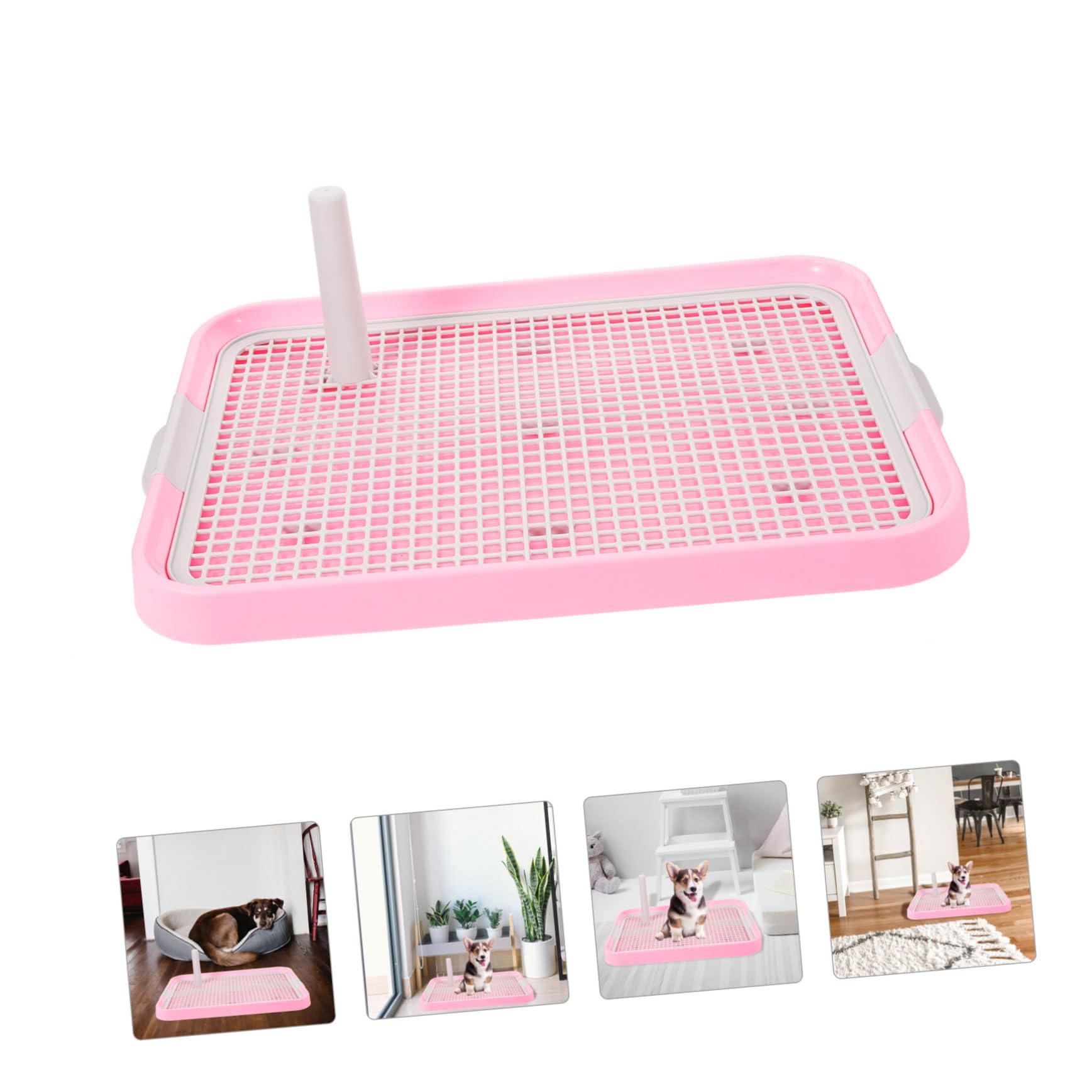 DOITOOL Toilette per Cani con Colonna Ergonomica e Antiscivolo Vasino Addestramento Cucciolotti di Taglia Piccola e Media Igienico e Facile da Pulire Rosa