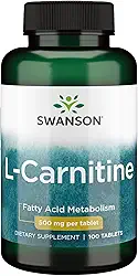 L-Carnitina 500mg Swanson 100 Tablets Importado