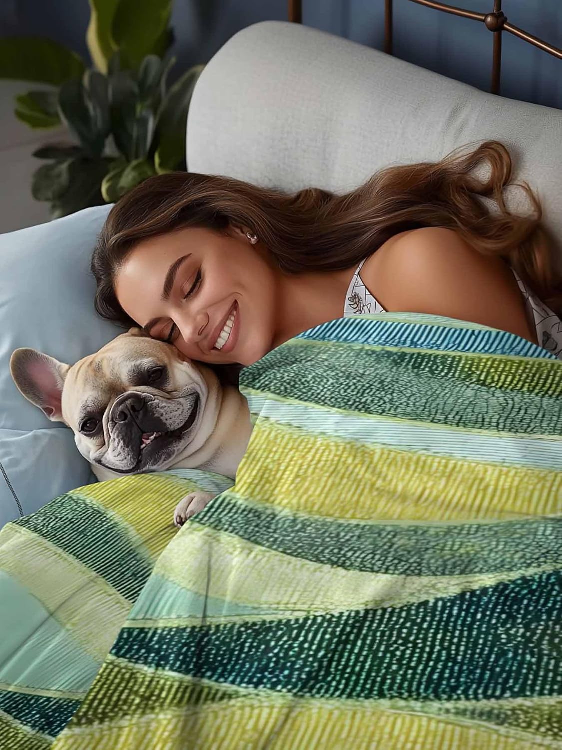 Top Sheet Full Bedding Flat Sheet Only, Vintage Gradient Green Yellow Waves Microfiber Bed Sheets Soft Breathable Bedding Flat Sheets, Abstract Ombre Blue Hotel Luxury Top Sheets