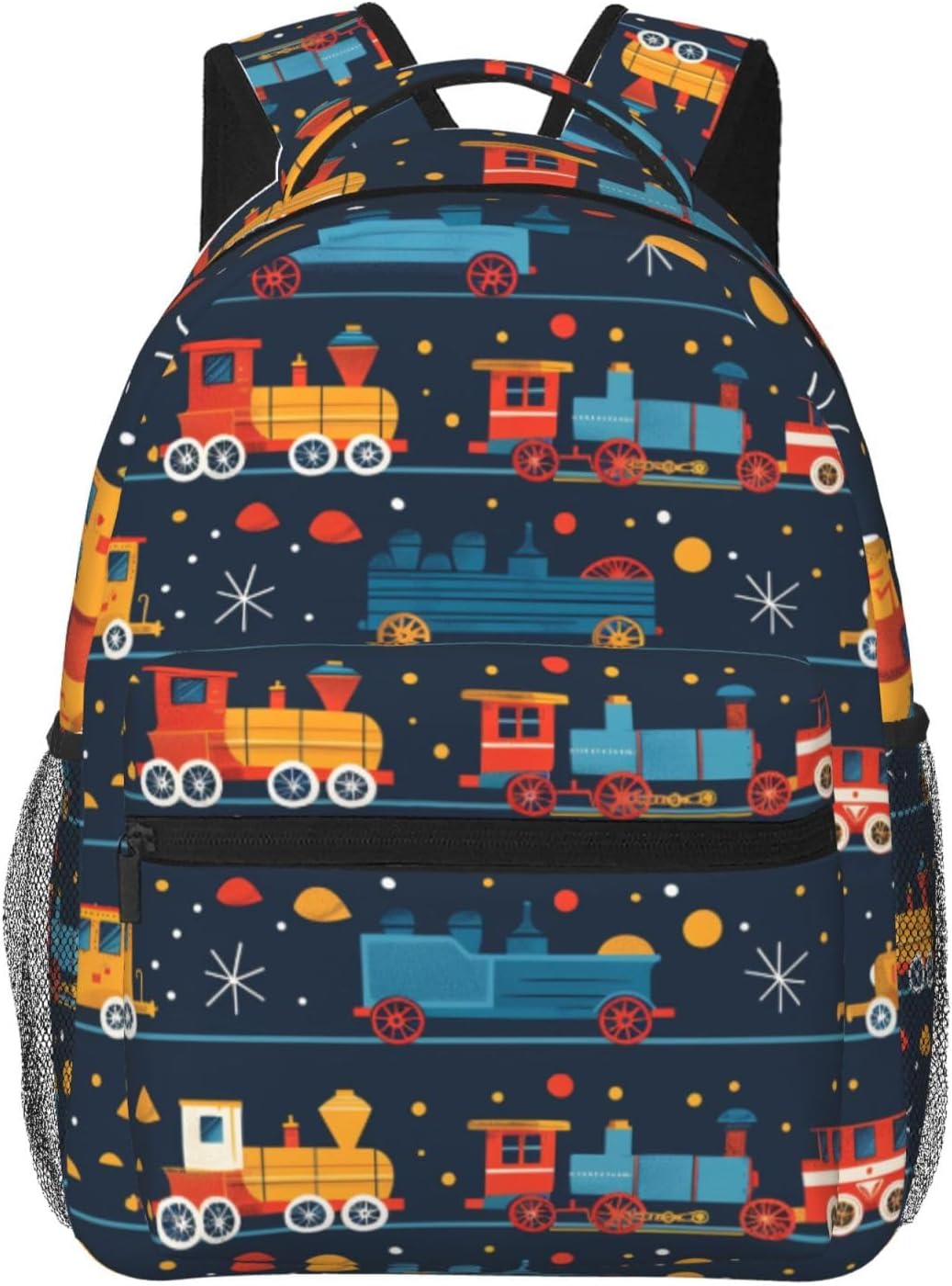 Colorful Train Backpack with Cushioned Straps for Laptop Tablet,11.4×5.9×15.7in,Cartoon Locomotive Back Pack for Travel School Work,Multi-Pocket Storage Bookbag,Ideal Gifts for Teens Students