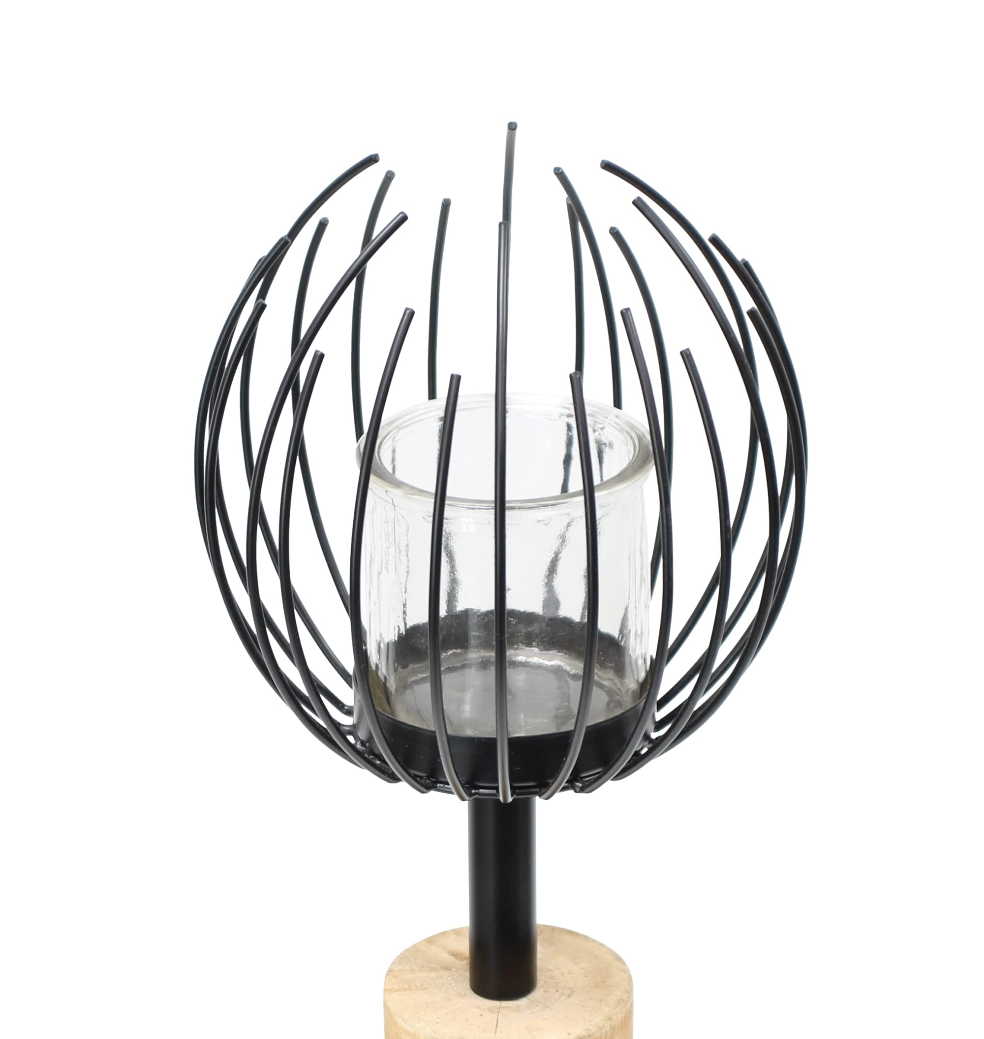 FRANK FLECHTWAREN Windlicht-Säule Blütenkorb, Ø 20 x 85 cm, Glaseinsatz Ø 7 x 8 cm, ohne Kerze Elegante Kerzenhalten, vielseitig einsetzbar