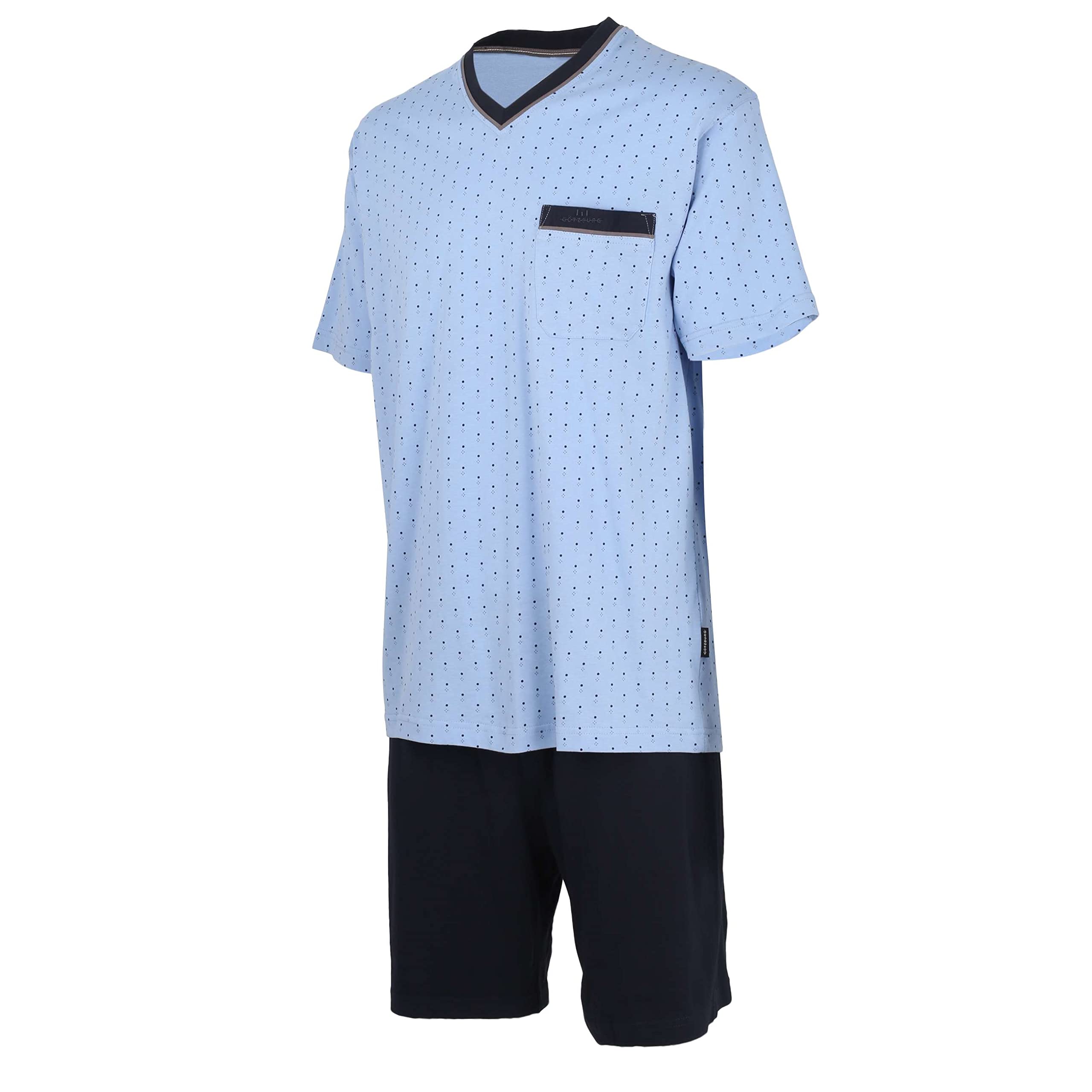 Götzburg Herren Shorty, kurzarm, Baumwolle Single Jersey, blau bedruckt