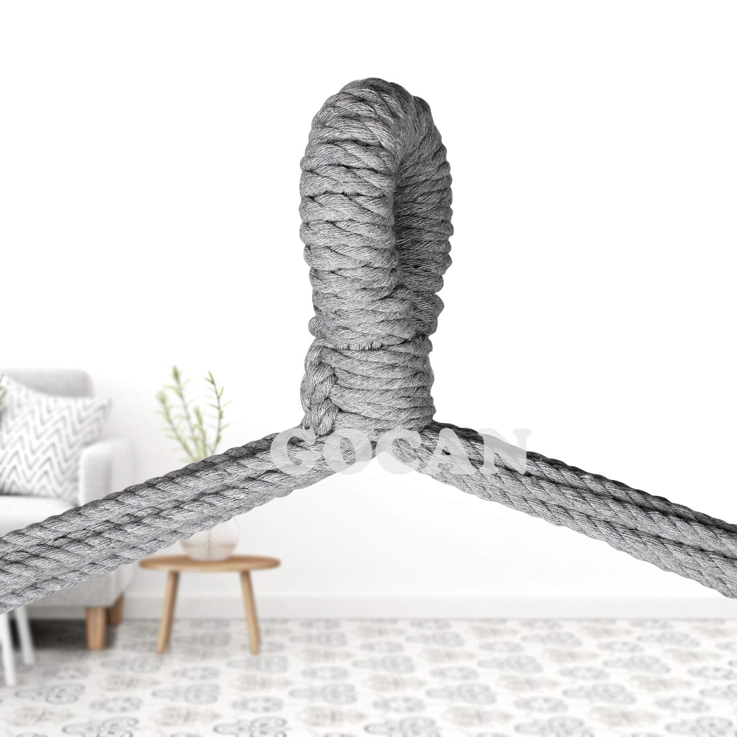 GOCAN Hammock Chair Swing - 110 x 150 cm, Load 150 kg, Cotton with Metal Spread Bar, Wide Seat (Grey), Lightgrey, XXX-Large - Image 3