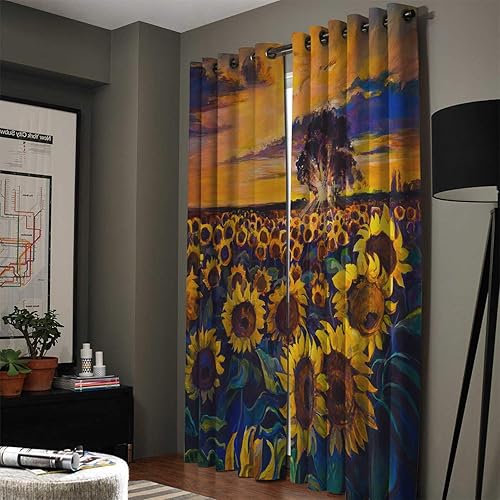 Miniatura 2 de FortuneHouse Blackout Curtains Thermal Insulated Floral Solid Pattern Metal Grommet Elegant Room Drapes Window Curtain for Bedroom Living Room 52x72