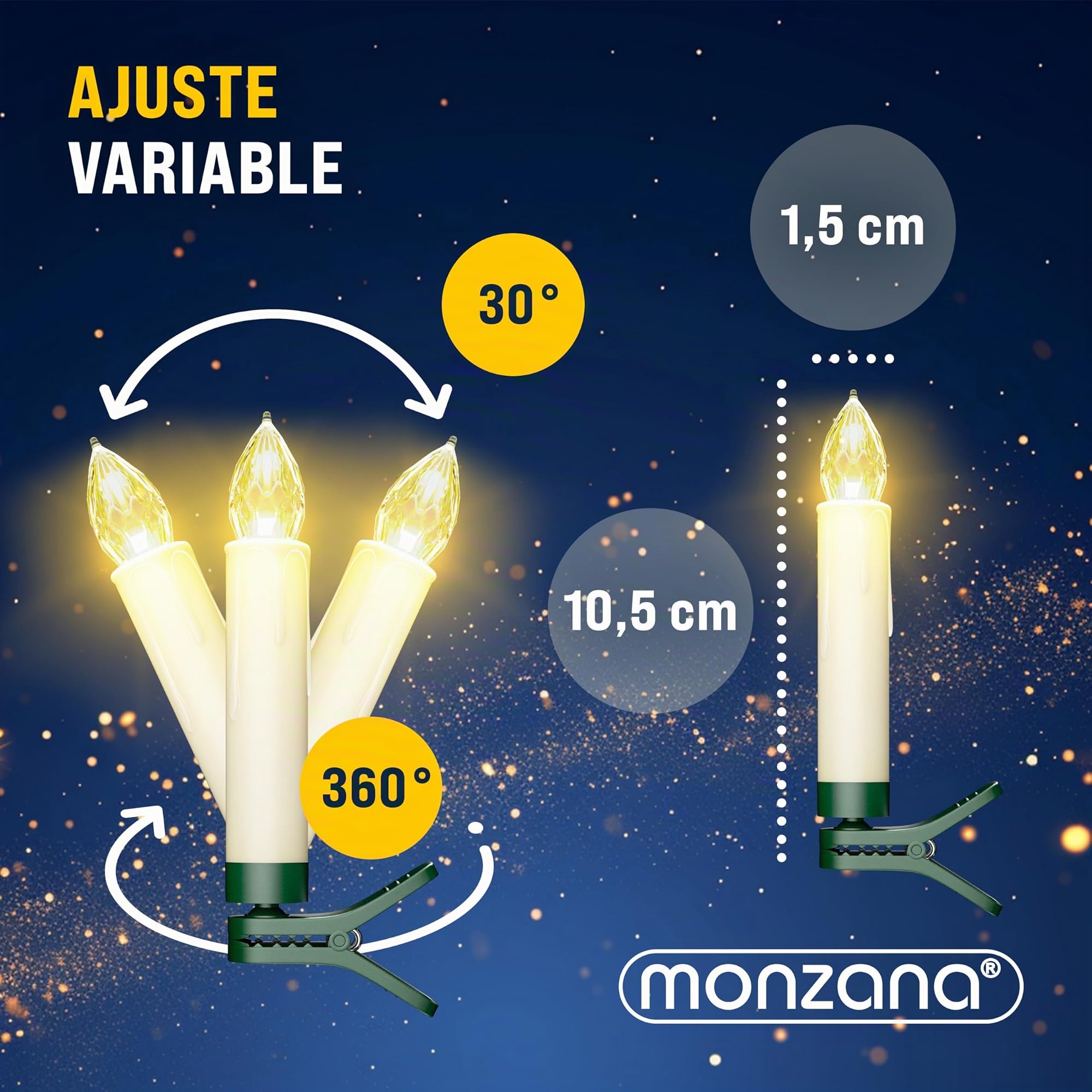 Deuba Velas LED Árbol Navidad Set de 30 Temporizador Blanco Cálido