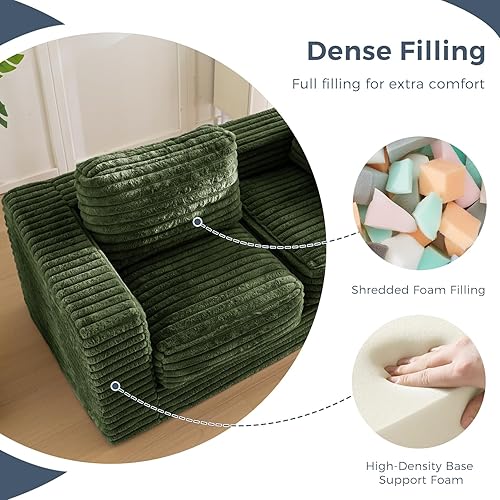 Miniatura 82 de MAXYOYO Puf gigante para adultos, sofá tapizado de suelo con almohadas y reposabrazos, puf grande de felpa, sofá para dormitorio, sala de estar,