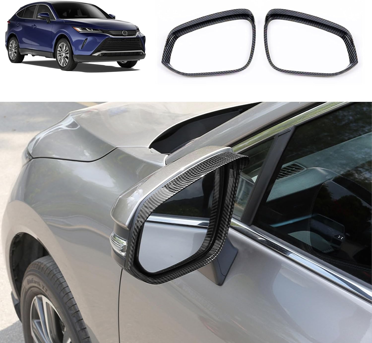 Car Side Mirror Rain Guard Compatible With Toyota Venza 2021 2022 2023 Side Mirror Rain Eyebrow Exterior Car Accessories Stainless steel 2PCS(Glossy Black Style)