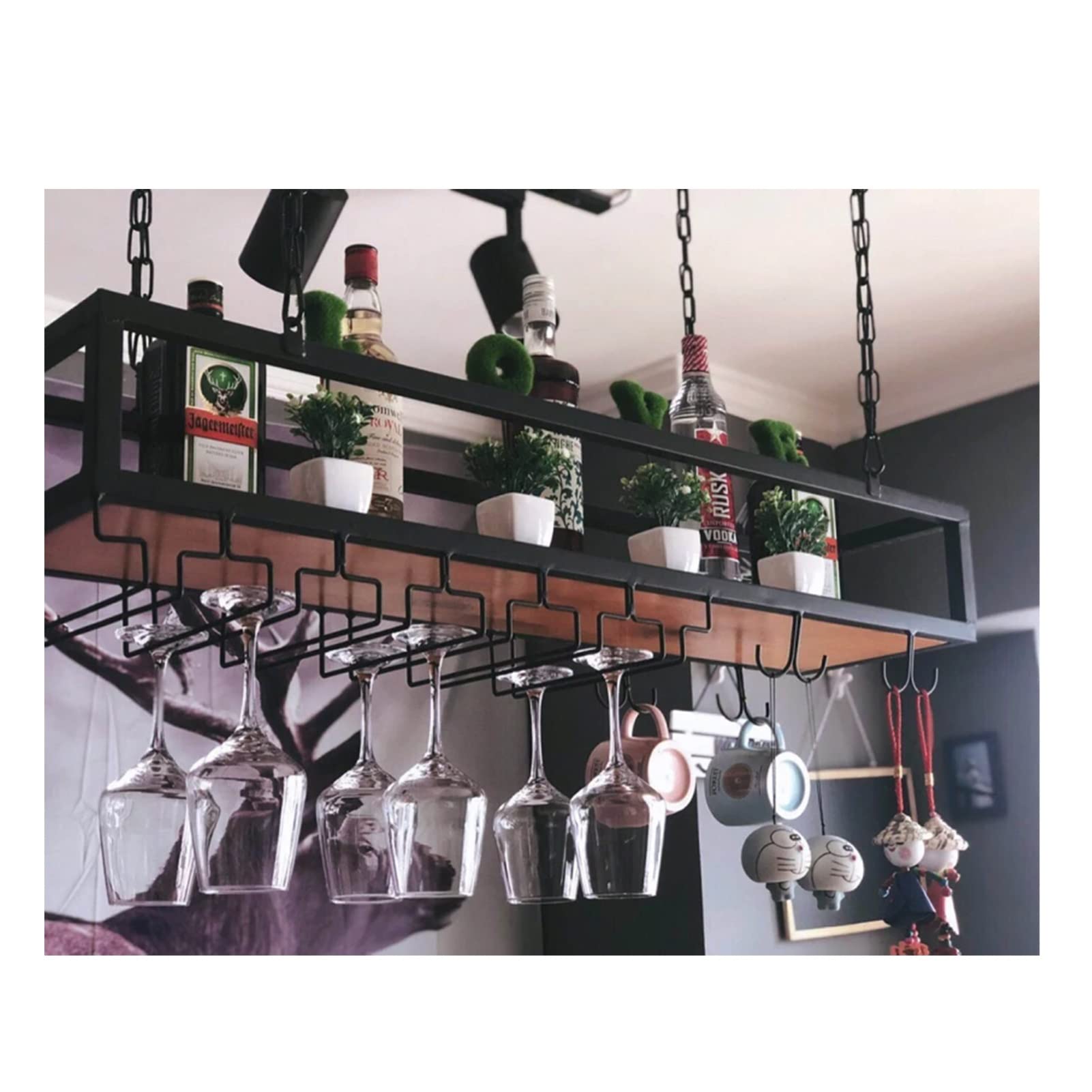 Étagère de rangement réglable pour verres à pied et bouteilles pour libérer le plan de travail
