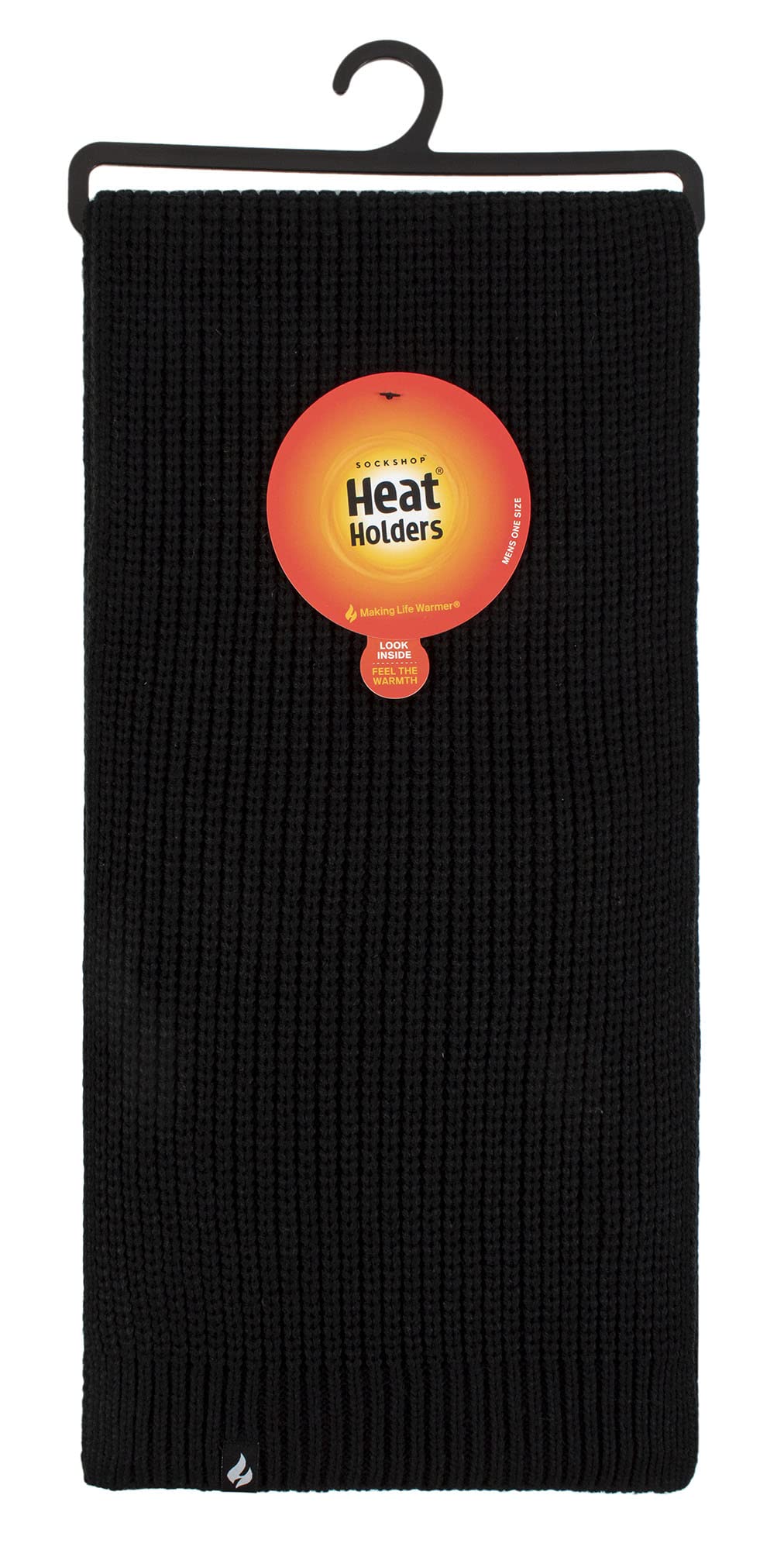 HEAT HOLDERS Mens Thermal Warm Insulated Fleece Lined Scarf for Winter (One Size, Black)