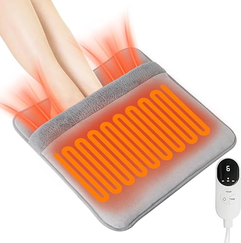 KADORVA Calentador eléctrico de pies de calentamiento rápido, almohadilla extra grande con 9 ajustes para hombres y mujeres con pies fríos, control