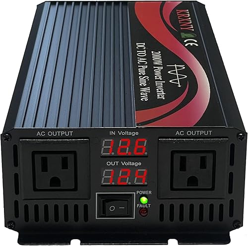 Miniatura 2 de Inversor de corriente de onda sinusoidal pura de 2000 W, 12 V CC a 110 V 120 V CA 60 HZ con pantalla LED para el sistema solar del hogar del coche/RV