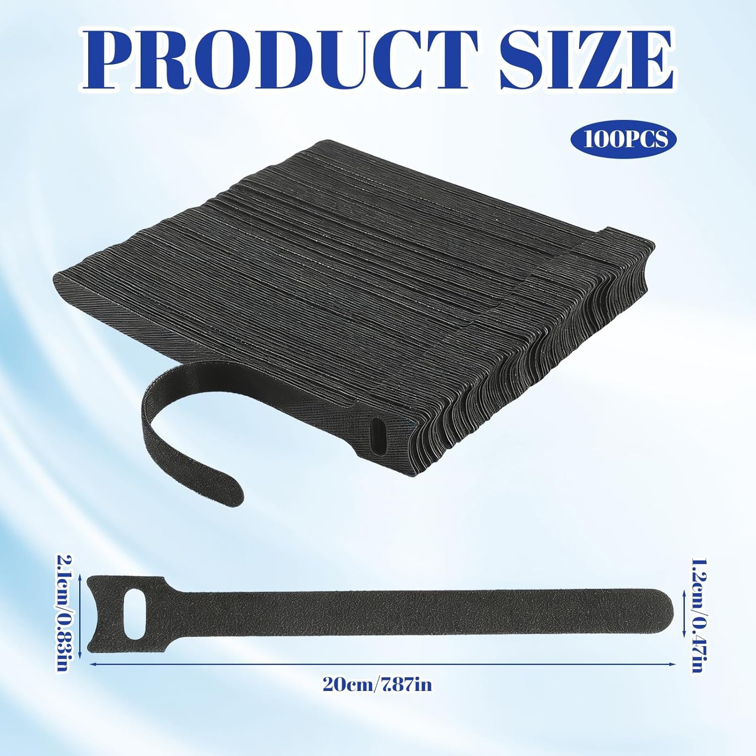 Reusable Cable Ties, 100PCS 7.8 Inches Black Zip Ties for Cable Management, Cord Organizer for Data Centers and Home Entertainment Systems, Straps for Office and Outdoor Use