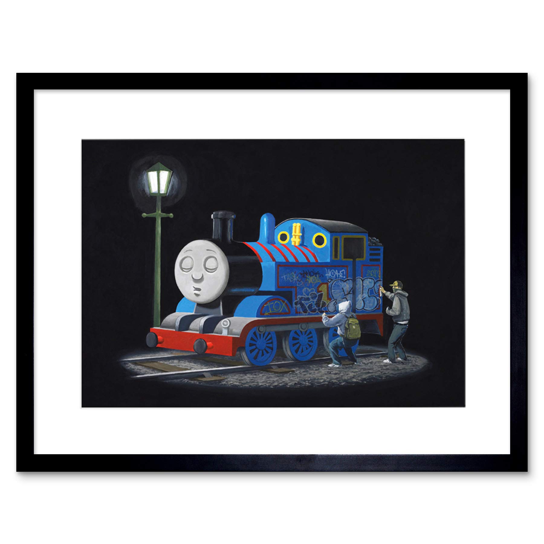 Wee Blue Coo Banksy Thomas Tank Engine Graffiti Street Art Framed Wall Art Print