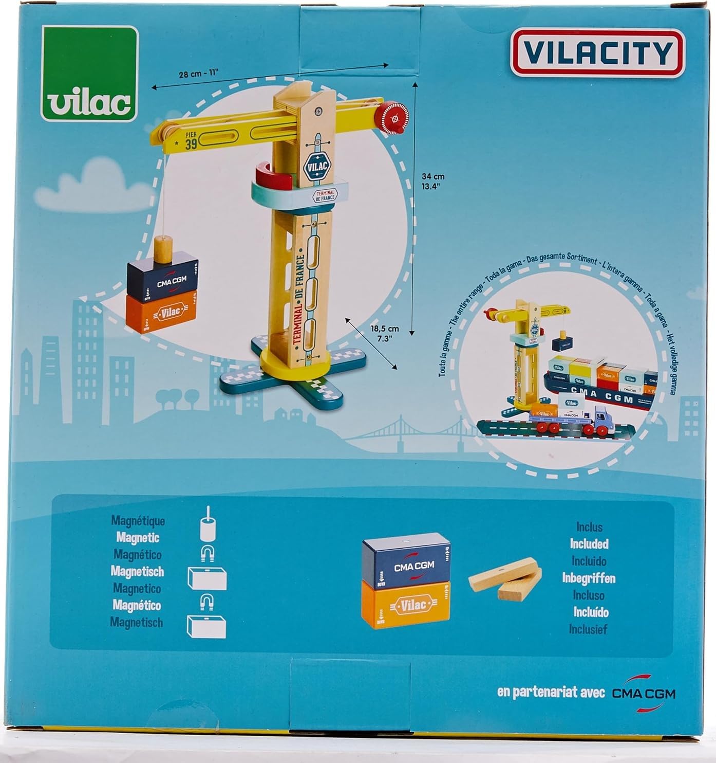 Vilac - Grue de Docker Vilacity 30 cm - Enfants 3 Ans+