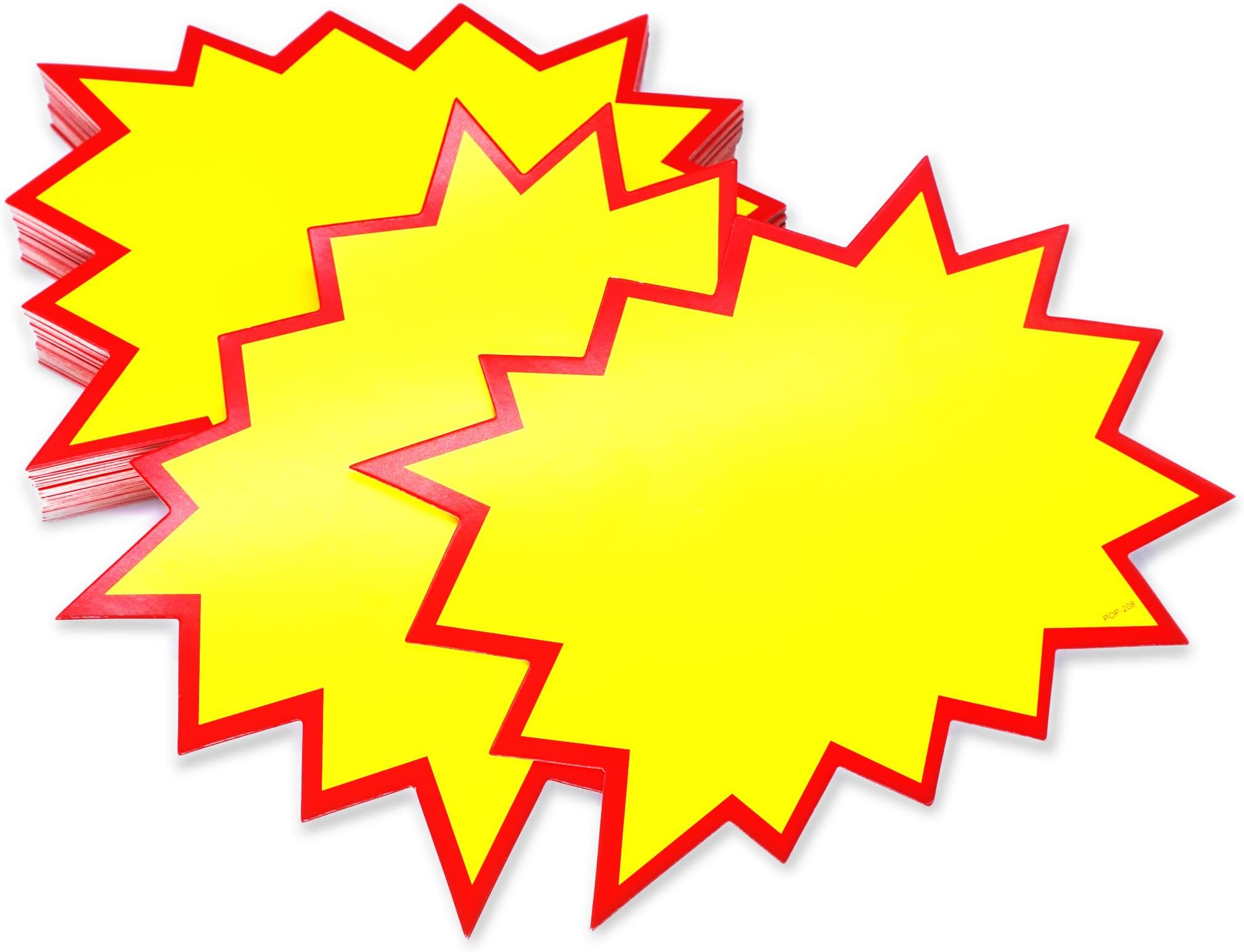 LinQuick 80Pieces 4.5x6.2Inch Blank Star Burst Signs,Burst Star Cutouts Signs for Retail,Garage Sale Supplies Sign,Yard Sale Supplies Price Tags Signs