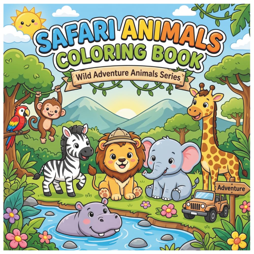 Safari Animals Coloring Book (Wild Adventure Animals Series)