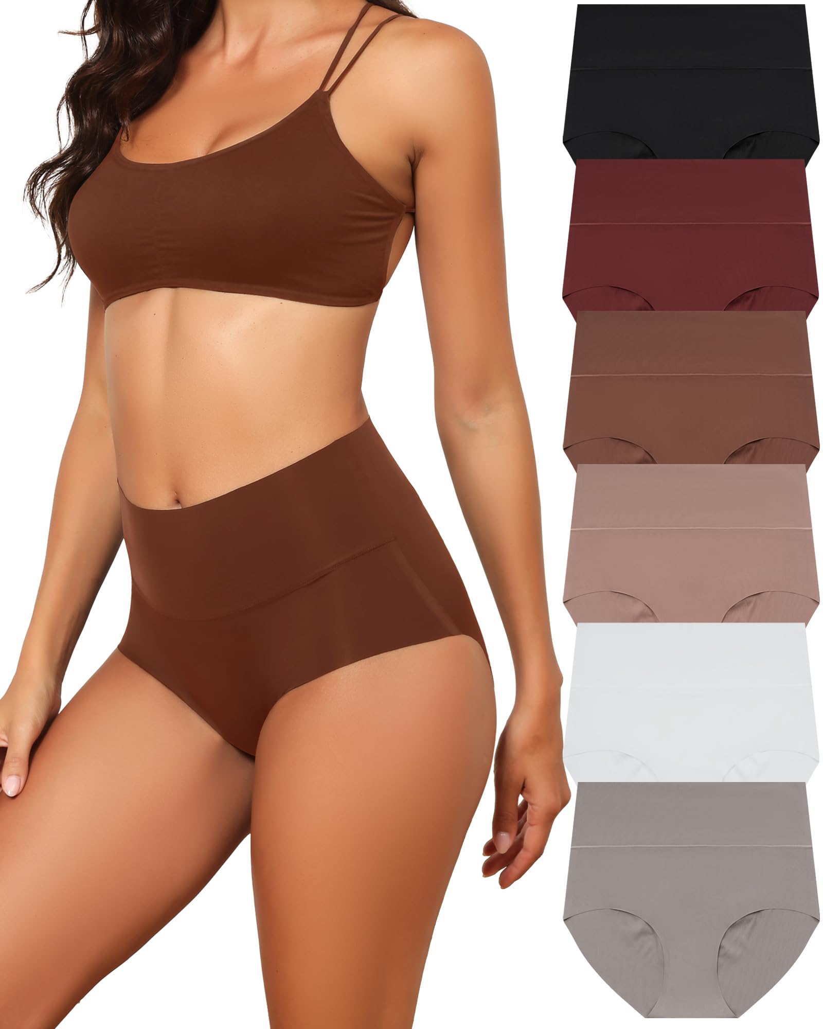 Levao Mutandine Da Donna Senza Cuciture A Vita Alta – Confezione 5 Slip Hipster Morbidi E Traspiranti, Elasticizzati, Invisibili Sotto I Vestiti (Taglie S-XXL)