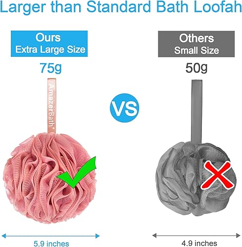 Vista 69 de AmazerBath Esponja de lufa de 2.12 oz/pieza, esponja de baño exfoliante para el cuerpo, juego de 4 lufas, cuarteto de algodón de azúcar