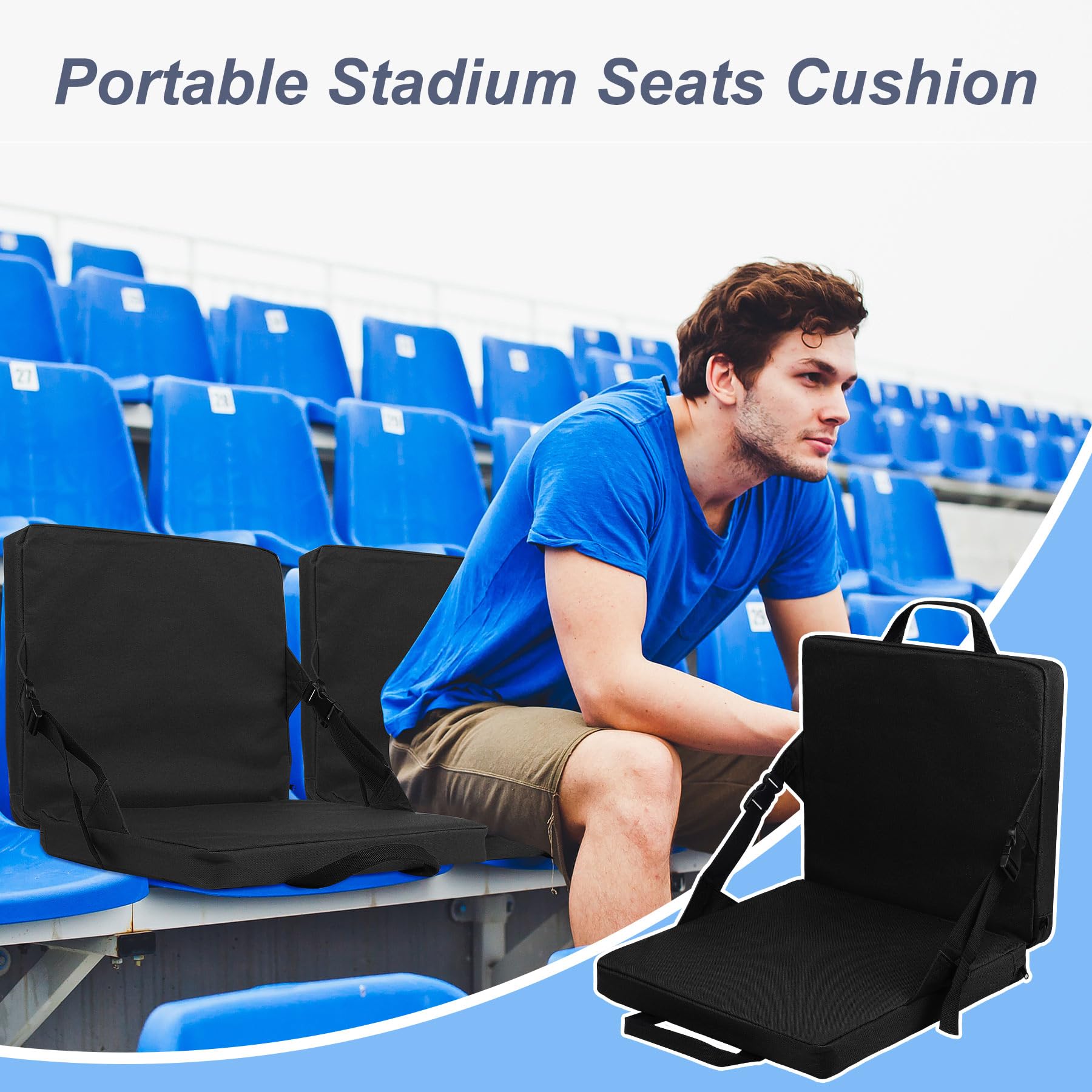 Self Inflating Stadium Travel Camping Seat Pad MYDAYS Inflatable Seat Cushion With Back Rest ...
