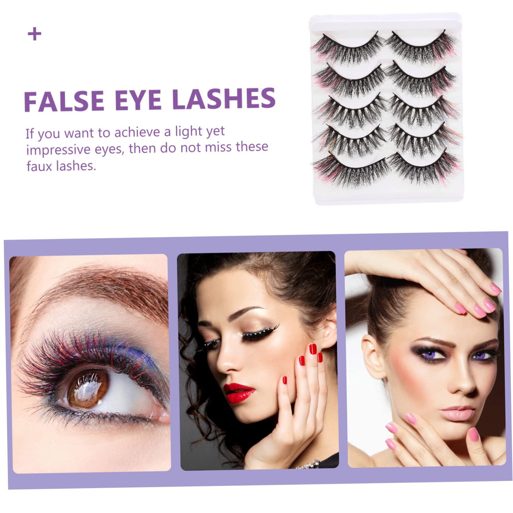 Baluue 25pares Pestañas Postizas Coloridas Para Cosplay y Maquillaje Largas y Ligeras Fáciles De Aplicar y Retirar Para Mujeres y