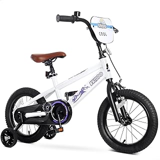 KRIDDO 14-16 Inch Kids Bike for Ages 3–8, Boys and Girls Bicycle with Removable Training Wheels, Bicycle for Kids with Hand Brake & Coaster Brake, Adjustable Height, DIY Name Plate