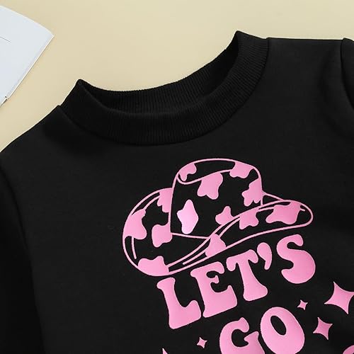 Miniatura 2 de Conjunto de sudadera vaquera occidental para niña pequeña, pantalones acampanados de vaca, ropa de otoño