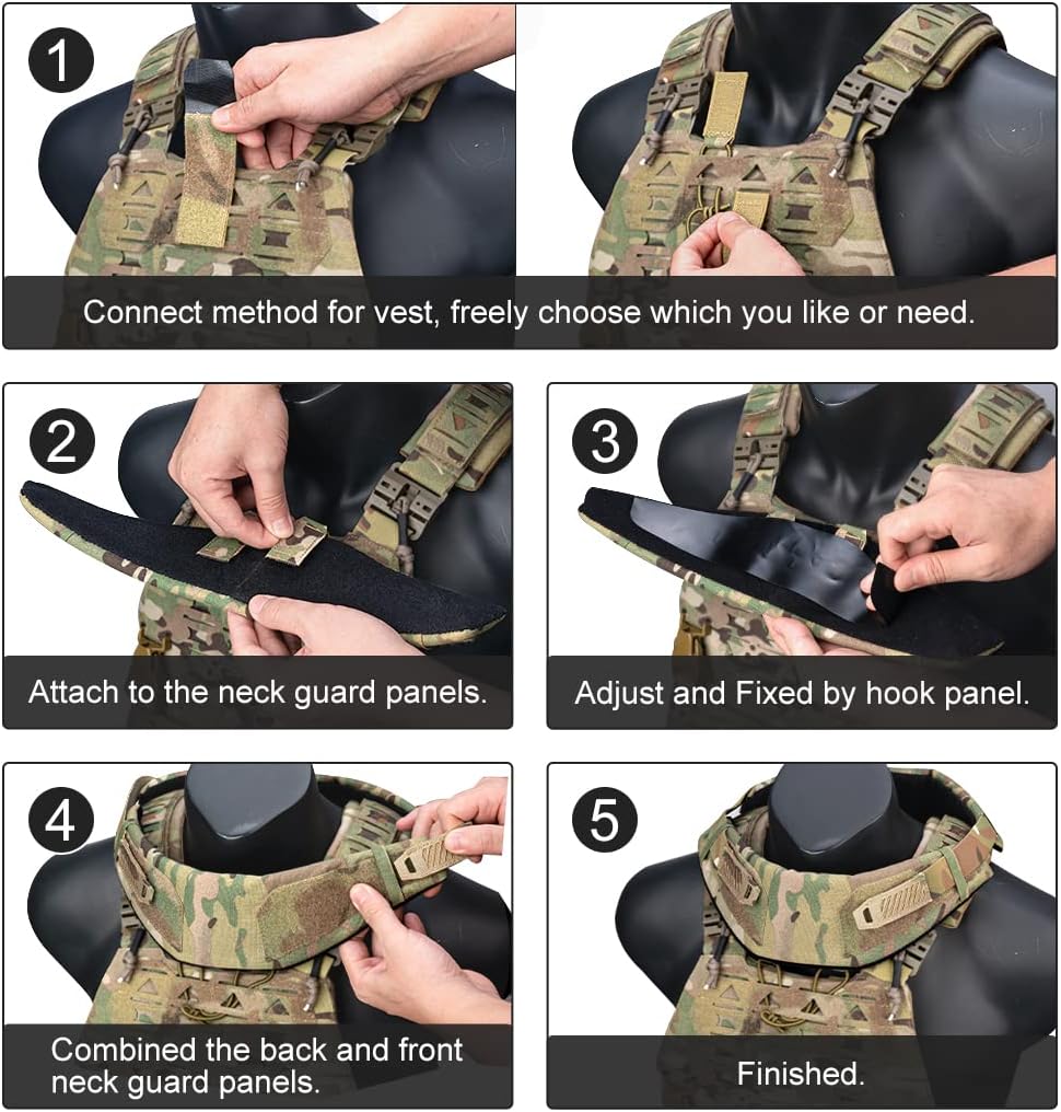 Tactical Neck Protector for Tactical Vest Thickened Neck Guards camo Hunting Shotting Universal Neck Collar for JPC CPC AVS Vest 500D Nylon